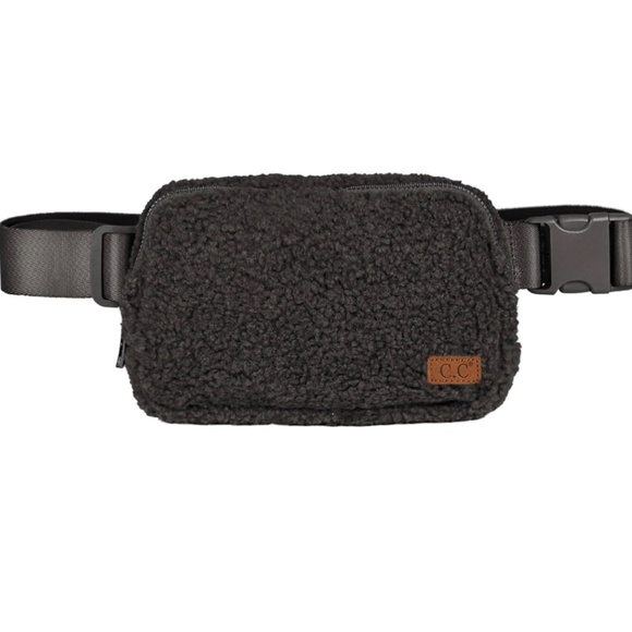 C.C Handbags - C.C. "Belt Bag in dark grey/charcoal sherpa"